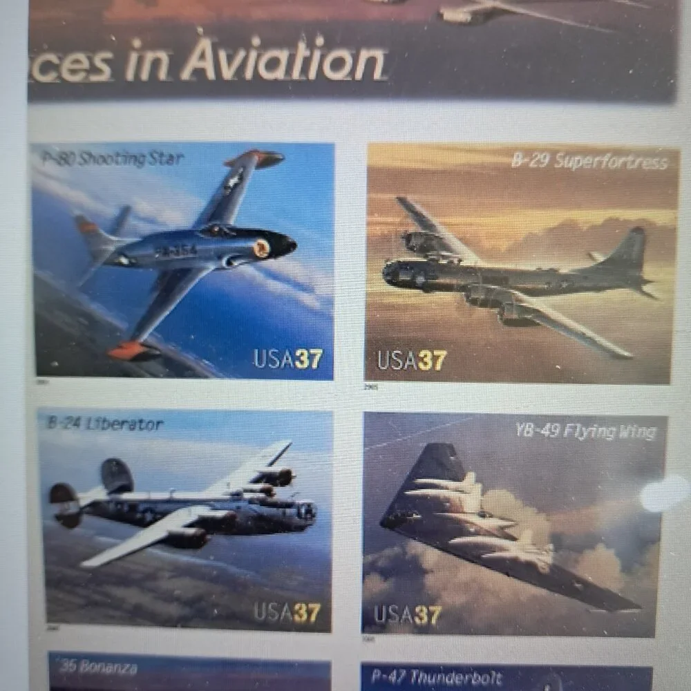Framed "Advances in Aviation" Collectible Aviation Plane Stamps in Clear Black - Picture 3 of 9